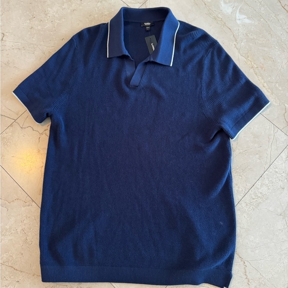 Express Navy Polo Shirt with White Trim - Picture 1 of 7